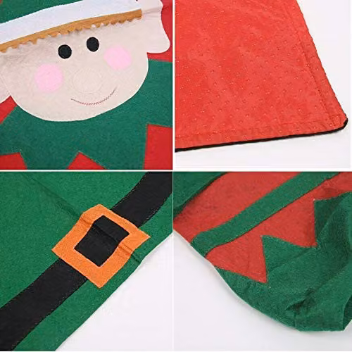 Shatchi Christmas Elf 3-Piece Bathroom Set with Toilet Lid Cover, Tank Cover and Non-Slip Bath Mat in Green and White – 2