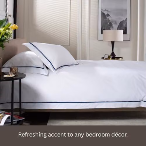 The Lyndon Company Hampstead 200 Thread Count 100% Cotton Duvet Cover Set with Ribbon Detail and Oxford Pillowcases in Blue, W/D/H: 180 x 200 cm – 5