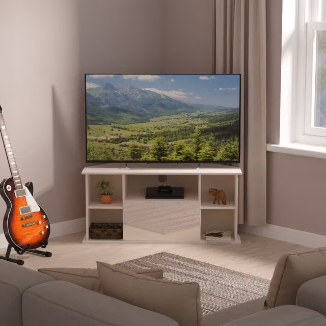 2 U Lucca Ready Assembled Corner TV Unit in Taupe – 1