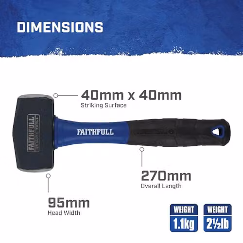 Faithfull FAIFG212 1.1kg Club Hammer with Blue Fibreglass Handle – 2