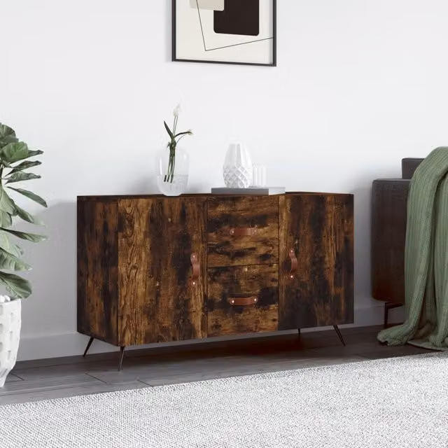 Berkfield Home Modern Smoked Oak Sideboard in Brown, W/D/H: 100 x 36 x 60 cm – 1