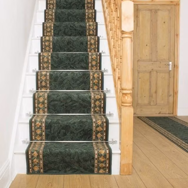 runrug Cheops Stair Runner Carpet, Green, W: 120 cm, L: 540 cm