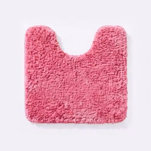 Allure Bath Fashions Luxury Microfibre Pedestal Toilet Mat, Non-Slip, Pink, W/D: 50 x 50 cm – 1