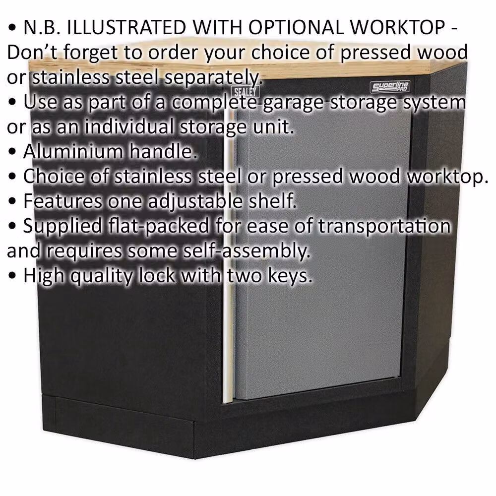 Loops Black Multicolour Modular Corner Floor Cabinet with Lockable Hinged Doors and Internal Shelves W/D/H: 86.5 x 41.71 x 91.0 cm – 2