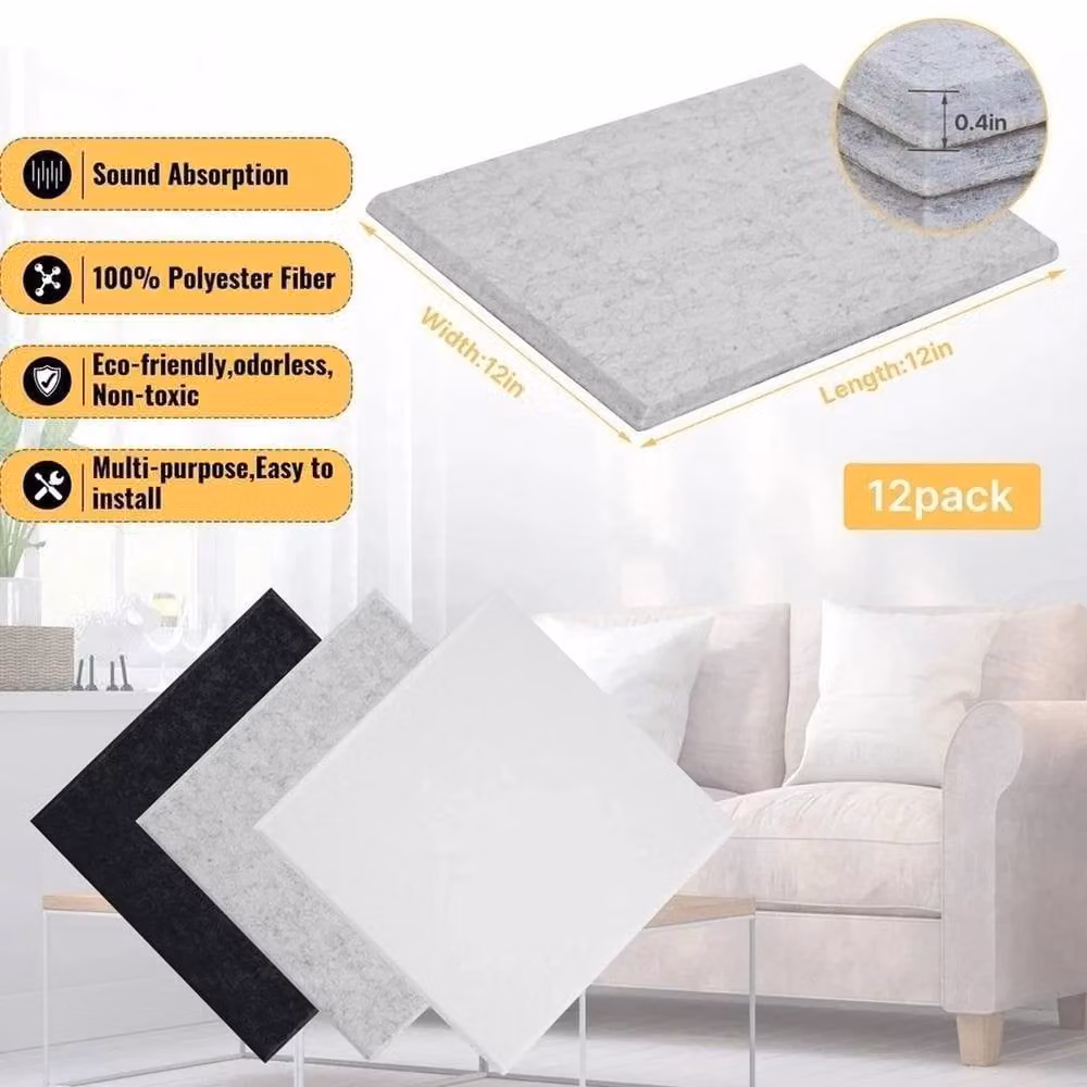 PAWNORA 36-Piece Self-Adhesive Grey Felt Acoustic Soundproof Wall Panels – 1