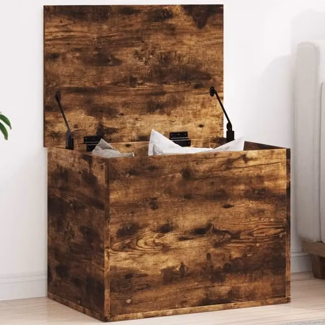 Berkfield Home Smoked Oak Storage Box in Brown, W/D/H: 60 x 42 x 46 cm – 1