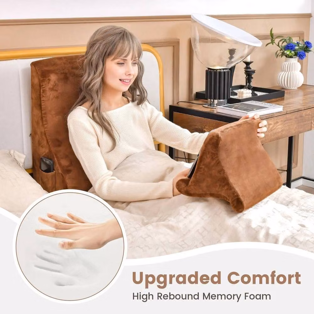 Kelvenix 4-in-1 Soft Wedge Pillow Set in Brown, Single Size, with Removable Cover for Neck, Shoulder, Back and Knee Support – 5