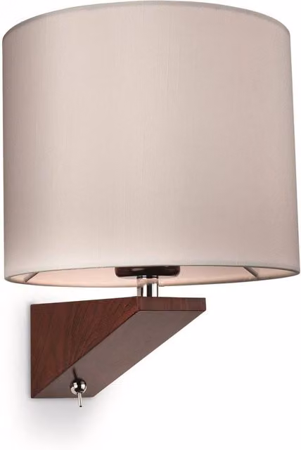 Firstlight Alpine 1 Light Indoor Wall Light with Beige Fabric Cylinder Shade in Dark Walnut and Brown Wood, E27