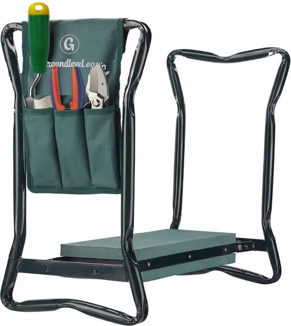 Groundlevel Multi Purpose Easy Relax Garden Kneeler and Chair with Tool Bag in Green and Black – 1