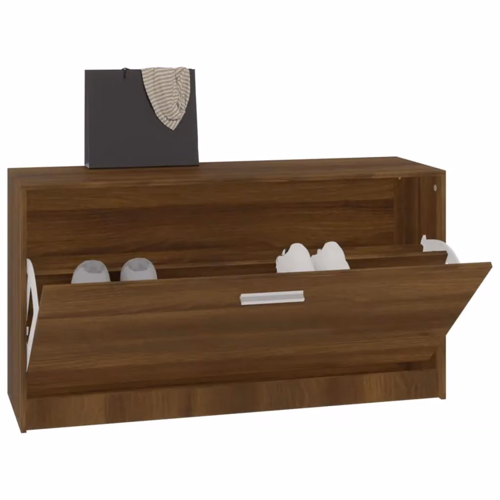 Berkfield Home Shoe Bench in Brown Oak, W/D/H: 80 x 24 x 45 cm – 3