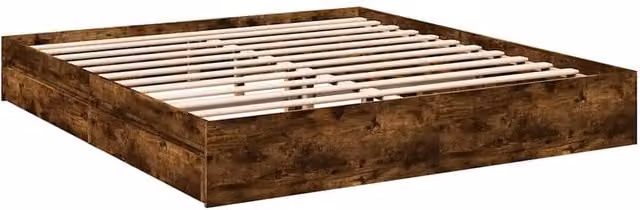 Berkfield Home Modern Super King Bed Frame with Drawers in Smoked Oak Brown, W/D/H: 180 x 203 x 183 cm – 1
