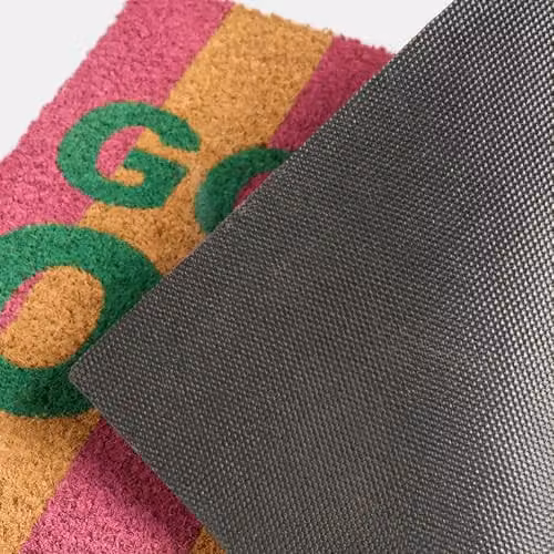 OHS Hello Goodbye Striped Coir Doormat, Green and Pink, W: 40 cm, D: 60 cm – 3