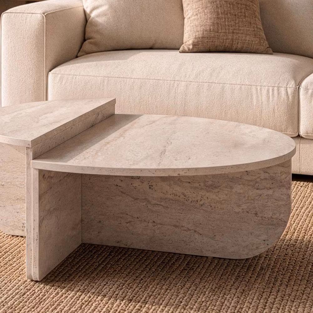 Calicosy Orion Set of 2 Nested Coffee Tables in Beige – 3