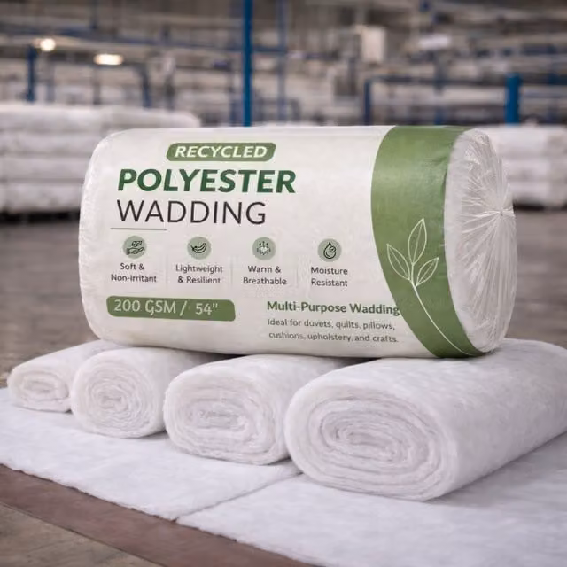 MHG Textiles Hypoallergenic Recycled Polyester Wadding Roll, White, 1m Length, 68.58 cm Width