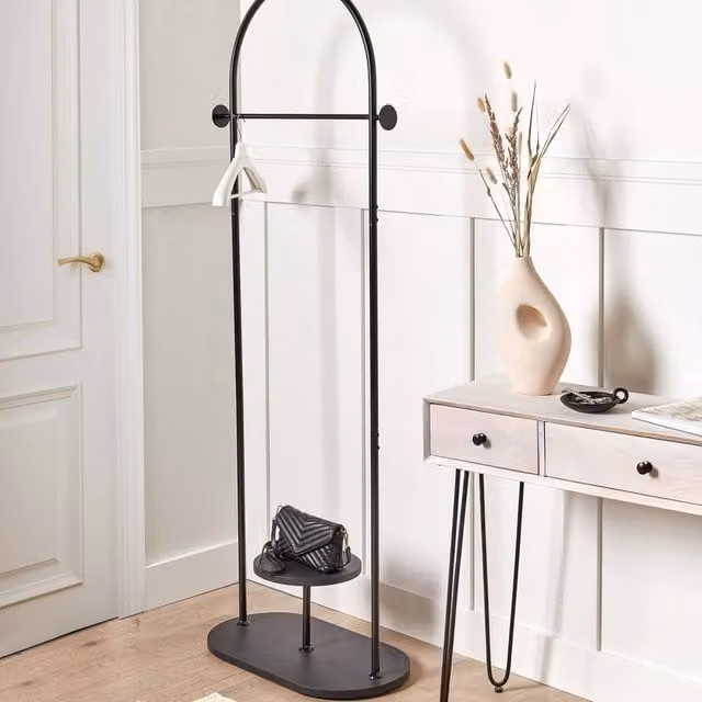 Wyld and Coco Black Matt Steel Freestanding Clothes Rail, Height: 174 cm