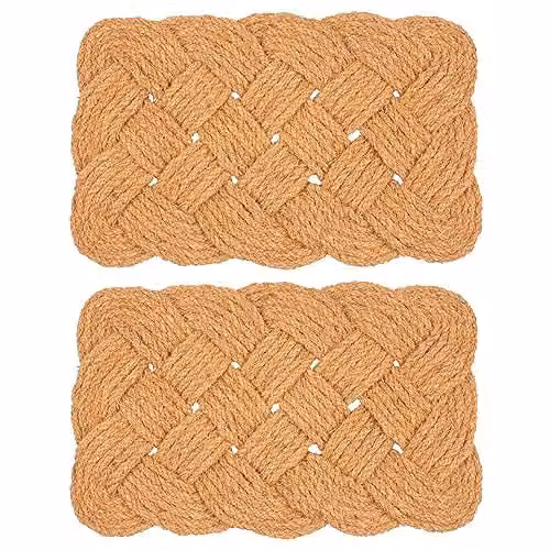 Nicola Spring Coir Knotted Rectangular Door Mats, Pack of 2, Brown/Beige, W: 68 cm, D: 43 cm – 1