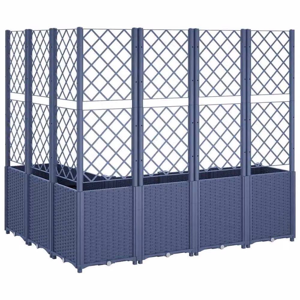 Berkfield Home Garden Planter with Trellis in Blue Grey, W/D/H: 160 x 120 x 140 cm – 5