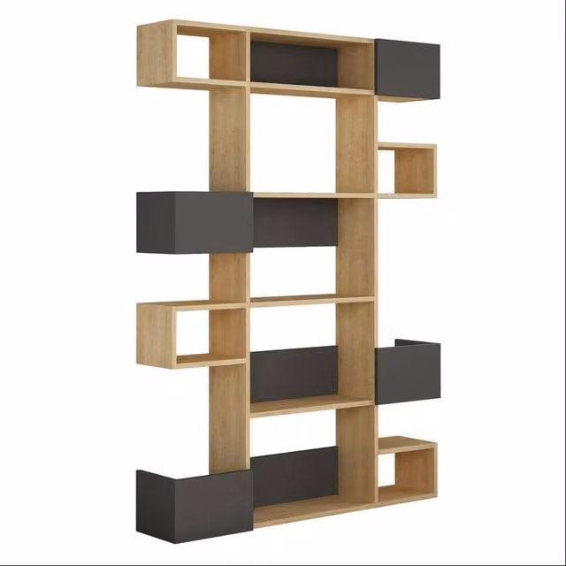 CALICOSY NIHO 9-Shelf Grey Wood Unit