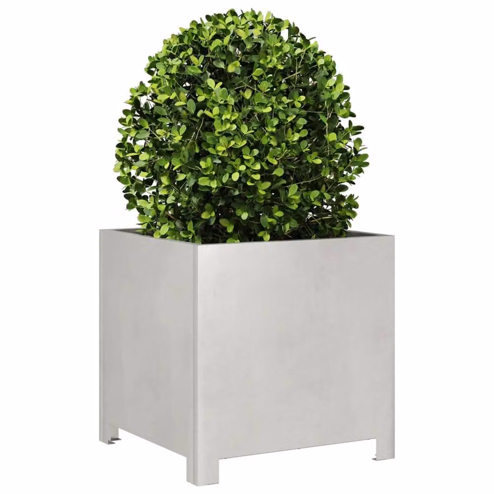 Berkfield Home Stainless Steel Garden Planter Tub in Silver, W/D/H: 40 x 40 x 40 cm – 3