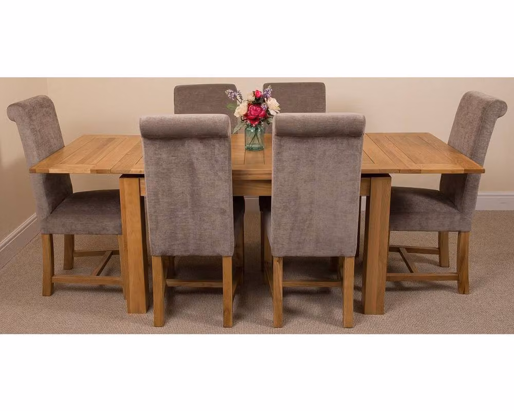 Thats Furniture Richmond Oak Extending Dining Table and 6 Washington Grey Fabric Chairs – 2