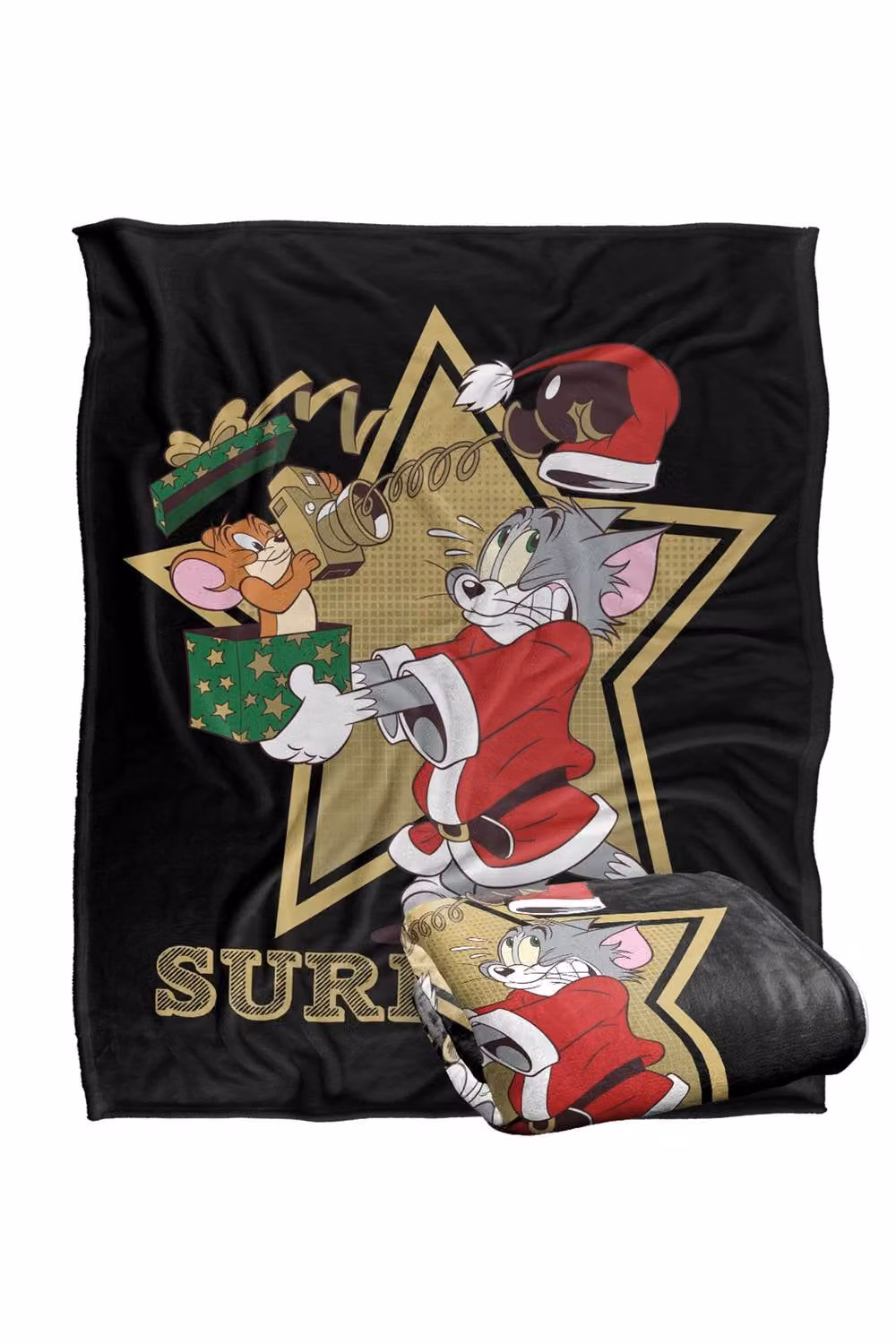 Warner Bros. Tom & Jerry Christmas Surprise Super Soft Fluffy Polyester Throw Blanket, Multicolour, Large – 2