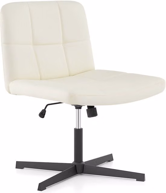 Costway Modern Criss Cross Armless Desk Chair in Beige PU Leather