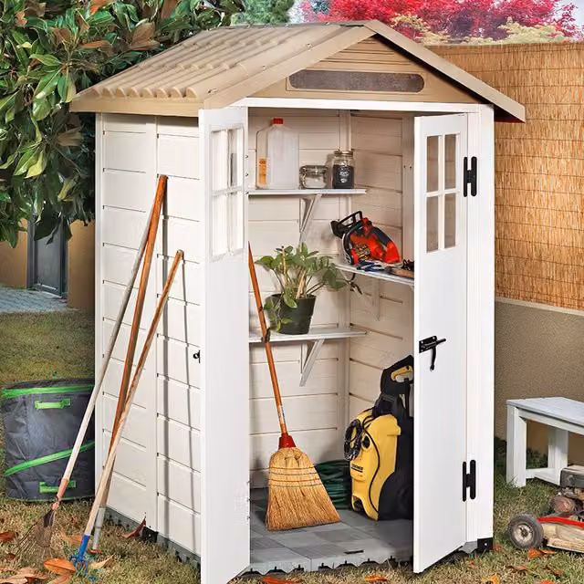 Shire Tuscany Evo 120 Double Door Garden Storage Cabinet in White