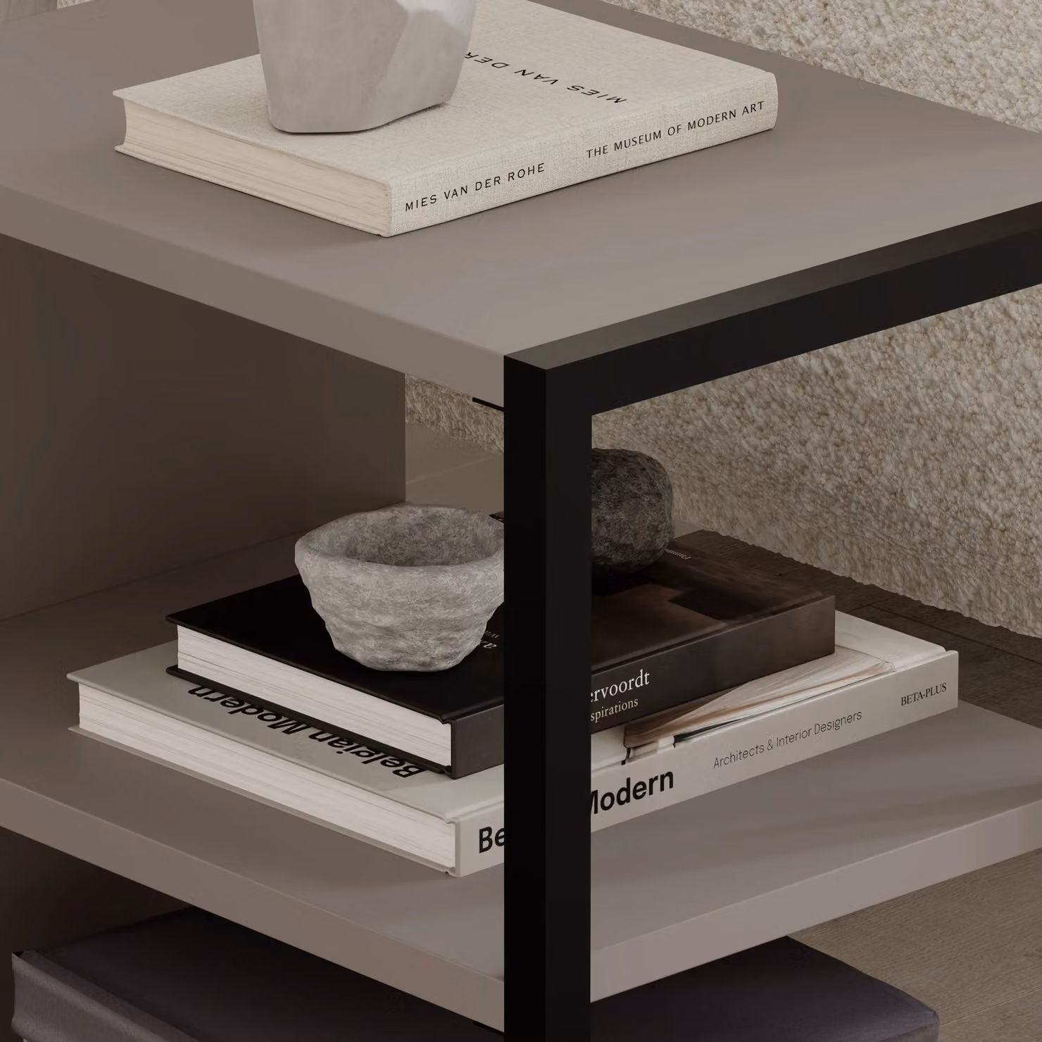 Decortie Echo Modern Minimalist Square Side Table in Grey and Black – 3