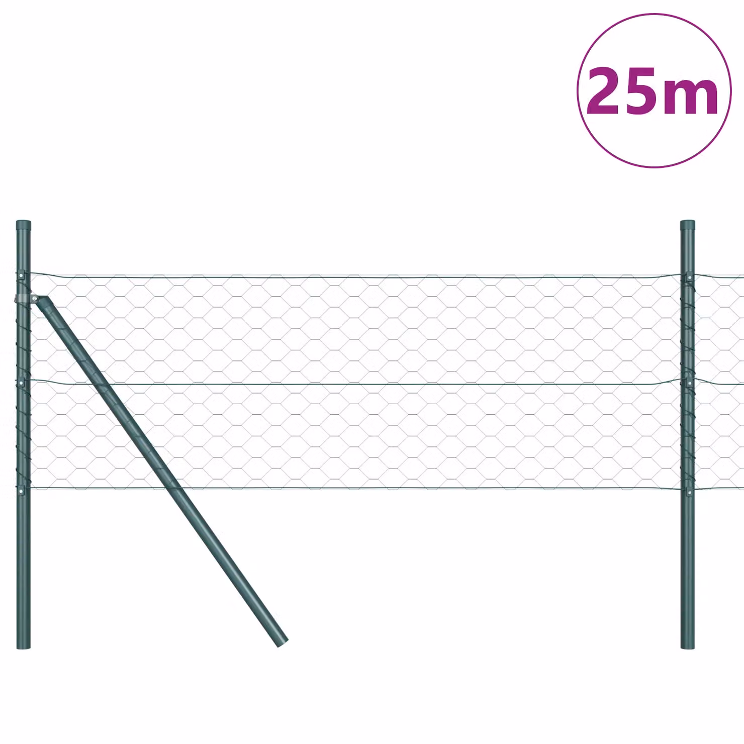 Berkfield Home Green Steel Hexagon Fence, W: 0.4 m, L: 25 m – 3