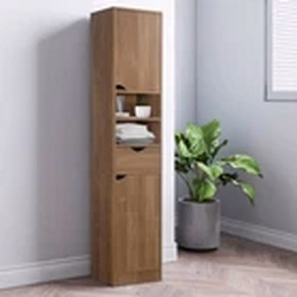 Havendro Modern Wooden Tall 2 Door Bathroom Storage Cabinet in Light Oak – 3