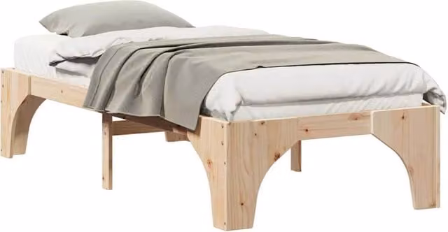 Berkfield Home Stylish Floor Bed Frame with Storage in Brown Solid Pine, W/D/H: 100 x 200 cm