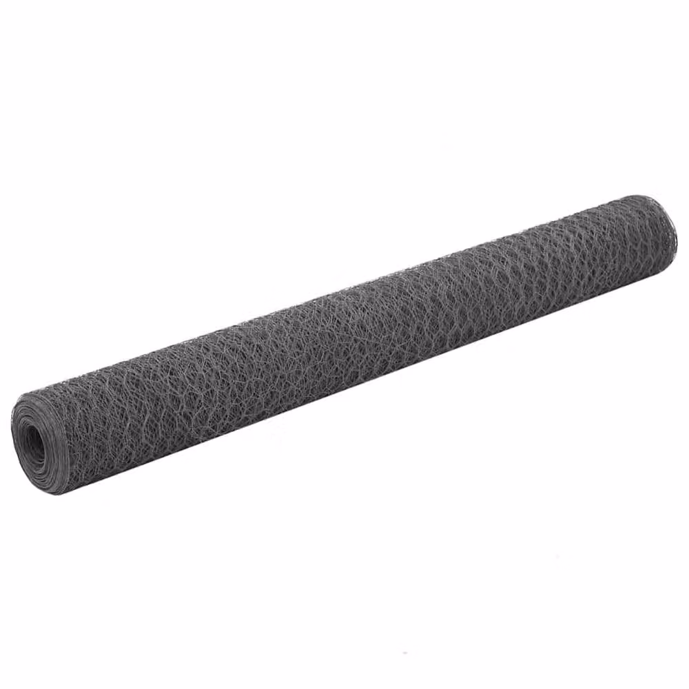 Berkfield Home Sturdy Steel Chicken Wire Fence with PVC Coating, Grey, 25 x 1.2 m – 2