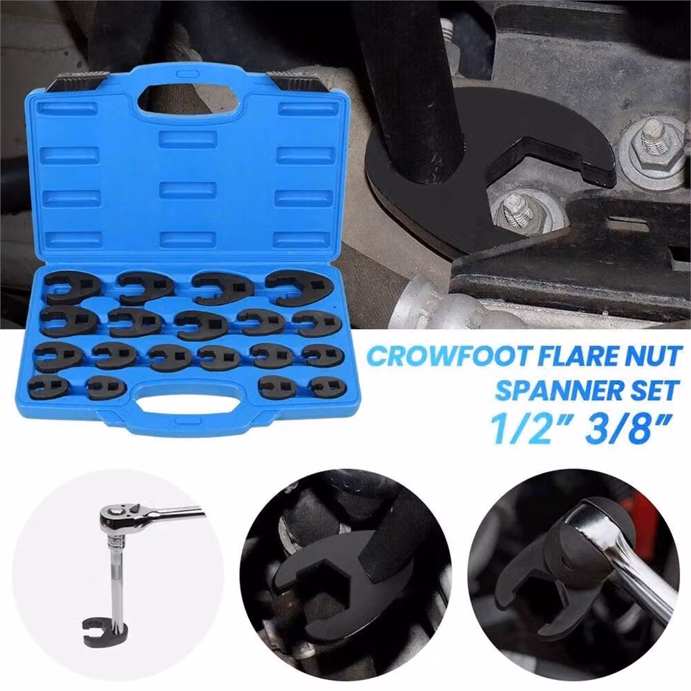 Kelvenix 19-Piece Metric Crowfoot Wrench Set, 8-32mm, Black Chrome Molybdenum Steel – 5