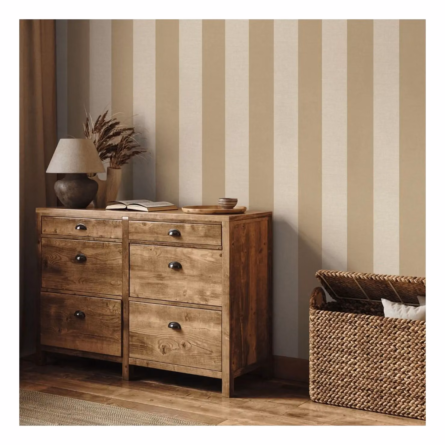 Belgravia Carmella Stripe Textured Wallpaper in Beige – 2