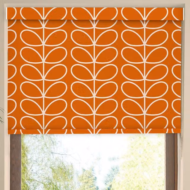 Orla Kiely Jumbo Linear Stem Translucent Made to Measure Roller Blind in Persimmon Orange