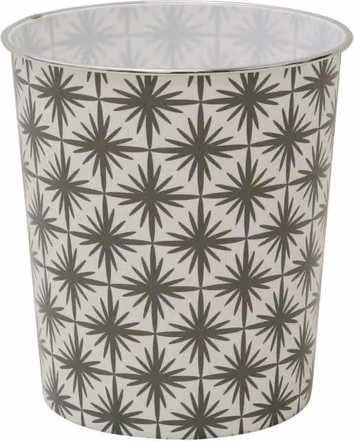 JVL Geometric Grey and Black Waste Paper Bin, W: 27 cm, D: 25 cm, H: 27 cm
