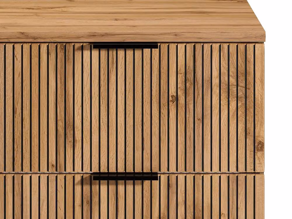 Vente-unique Striped Wall-Mounted Vanity Unit with Niches in Black, W80 x D46 x H57 cm – 4