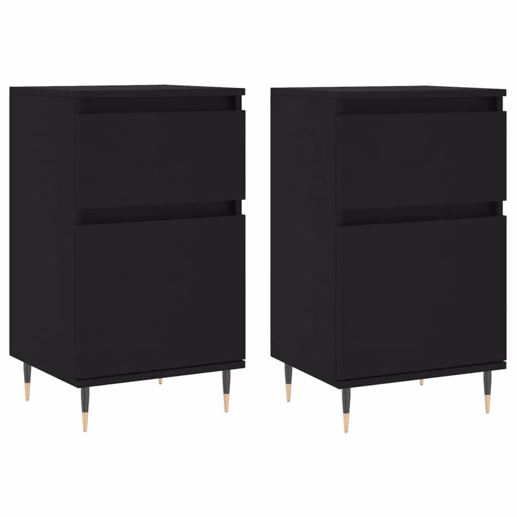 Berkfield Home Set of 2 Classic Black Matt Sideboards in Engineered Wood, W/D/H: 40 x 35 x 70 cm – 2