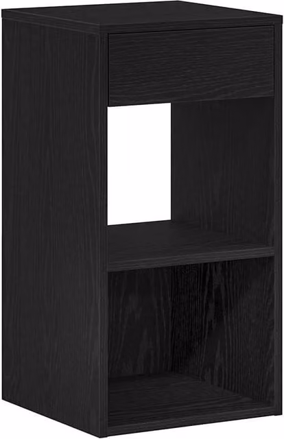 Berkfield Home Modern Bedside Cabinet with Drawer in Black Oak, W: 35 cm, D: 34 cm, H: 66.5 cm