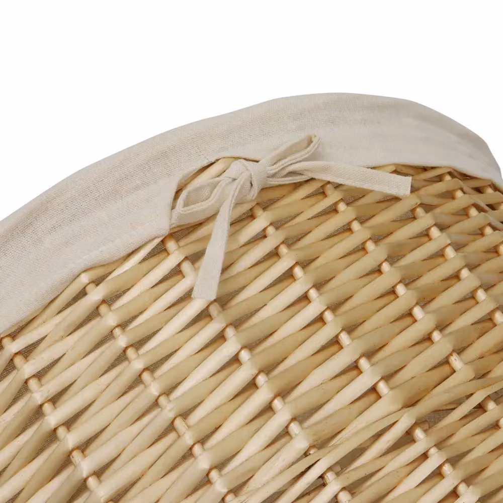 JVL Set of 2 Round Hand Woven Acacia Laundry Baskets and 2 Waste Paper Baskets with Lids and Removable Bags in Gold – 2