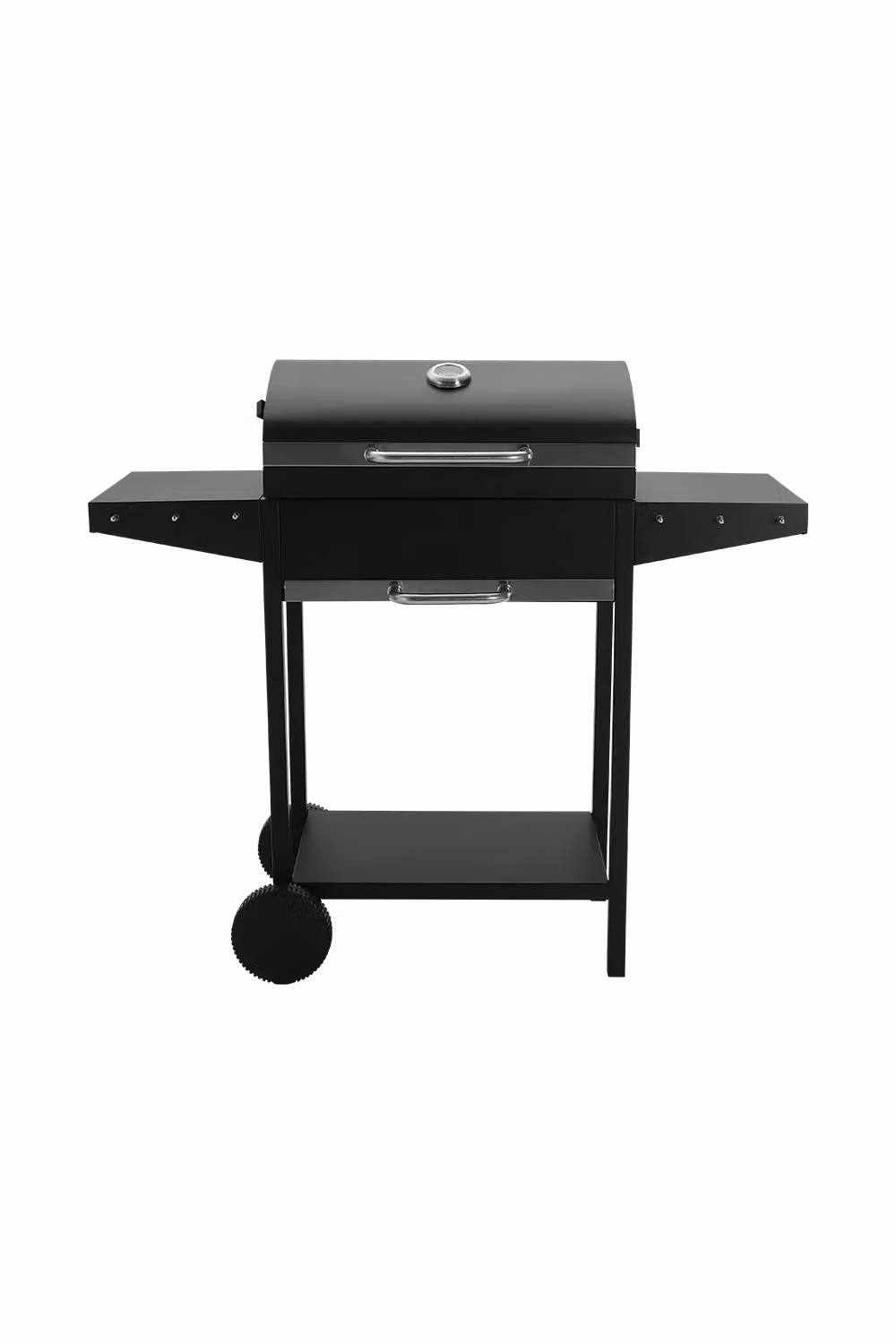H&O Direct Steel Outdoor Charcoal Grill with Side Tables in Black, W/D/H: 119 x 101 x 50 cm – 2