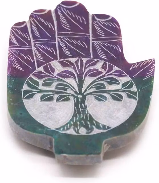 KDMD Multicolour Soapstone Hamsa Incense Holder with Tree of Life Design – 1