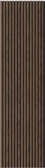 2 Pack Smoked Walnut Flame Retardant Acoustic Slat Wall Panels in Brown MDF