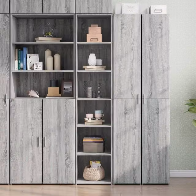 Berkfield Home Grey Sonoma Highboard with Hinged Doors and Internal Shelves, W/D/H: 40 x 41 x 185 cm – 1
