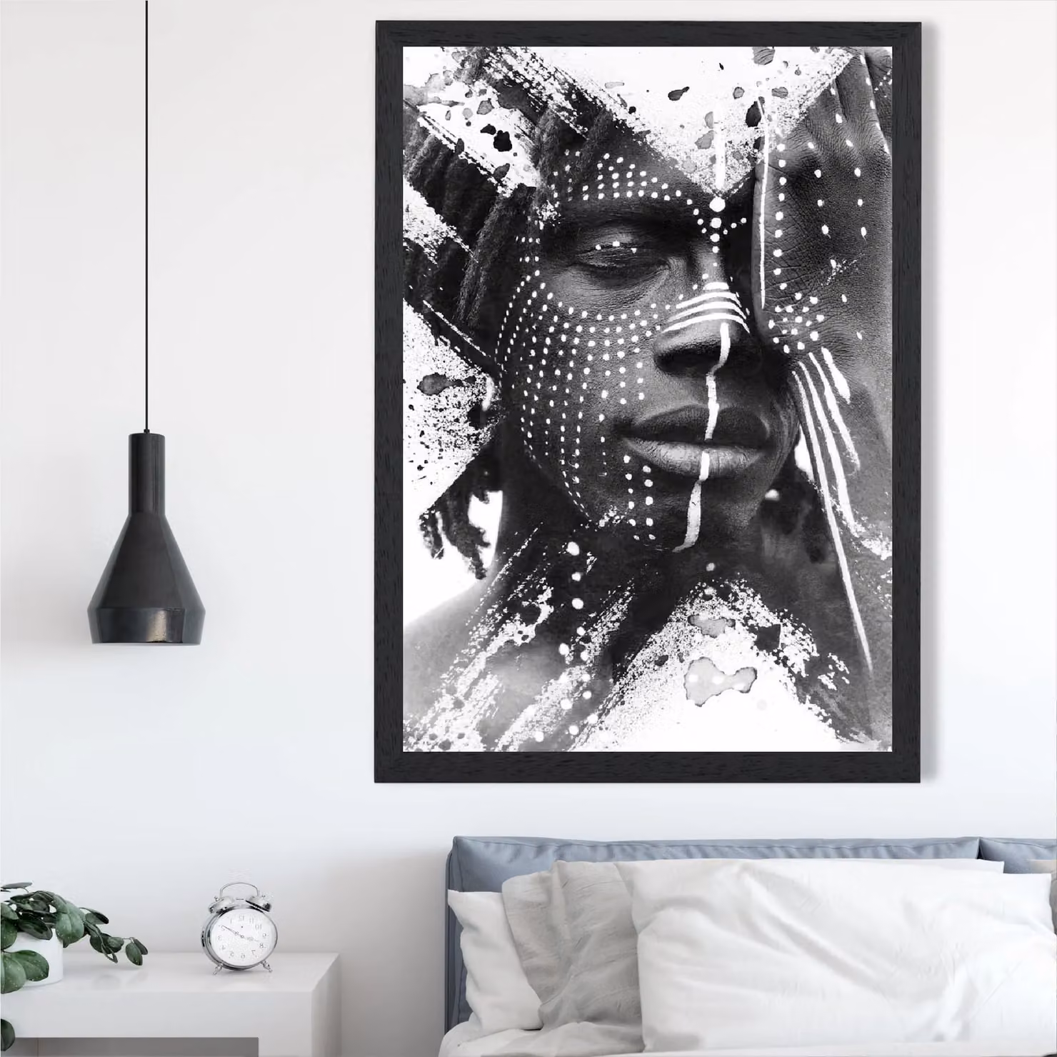 ARTZE Strong Man Black and White Fashion Photo Framed Print in Black Frame – 2