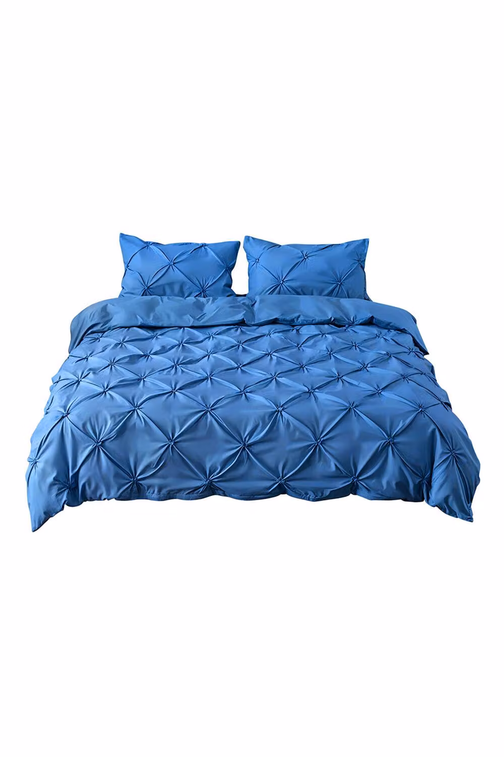 Living and Home Textured Pinch Pleat 3 Piece Duvet Cover and Pillowcase Set in Blue, King Size (W: 180 cm, L: 200 cm) – 3