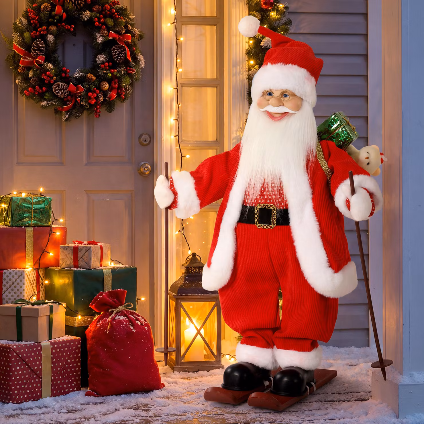 HOMCOM Animated Singing and Skiing Santa Claus Christmas Figure in Red, Height: 60.96 cm – 8