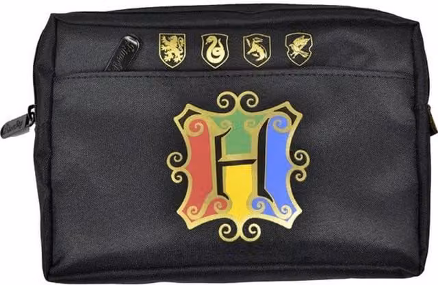 Harry Potter Back To Hogwarts Multicoloured Polyester Zip Flat Pouch Pencil Case in Black