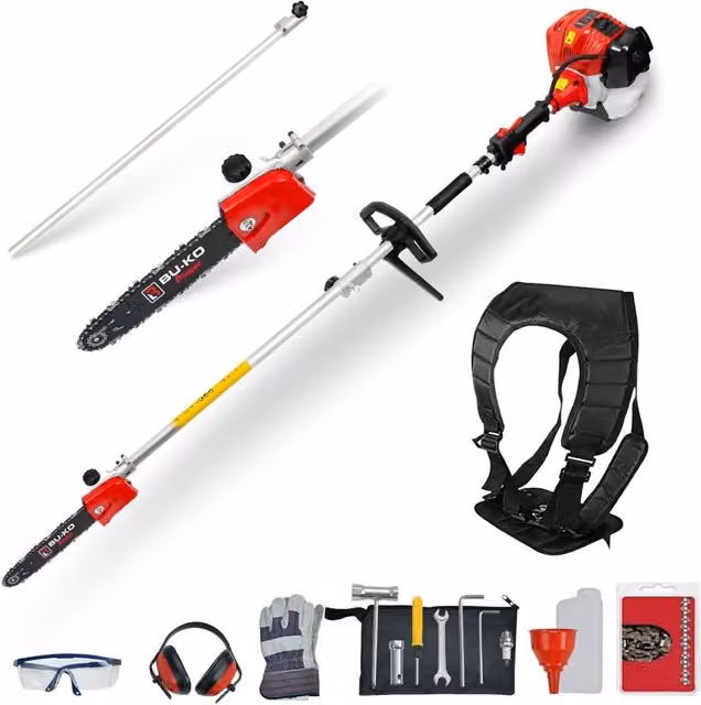BU-KO 52cc Long Reach Petrol Pruner Saw in Red and Black