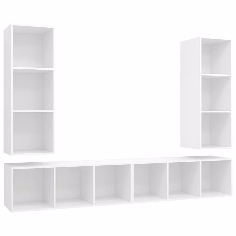 Berkfield Home Practical Wall-mounted TV Cabinets, 4 Piece Set in White Matt Engineered Wood – 2